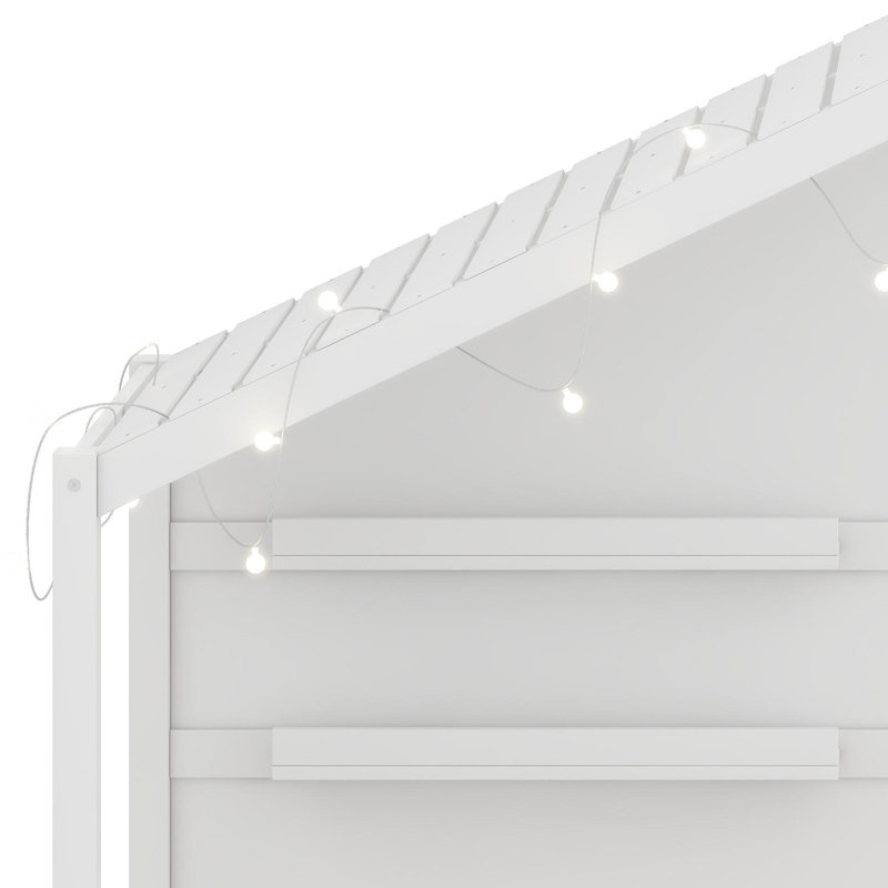 Lit maison avec tablettes, Blanc