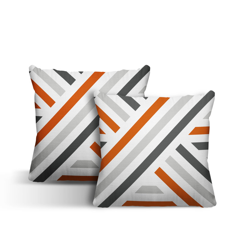  Coussin décoratif intérieur / extérieur à rayures, L 17 po x H 17 po, Orange