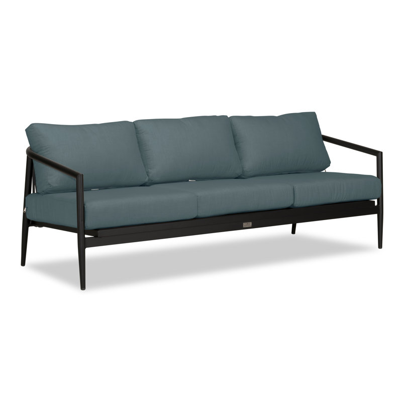 Outdoor 3 - Seat Patio Sofa, Cast Lagoon Sunbrella® Plainweave, Black