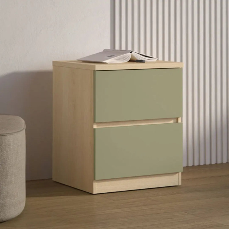Bolat 45cm W Manufactured Wood Bedside Table, Oak/Eucalyptus