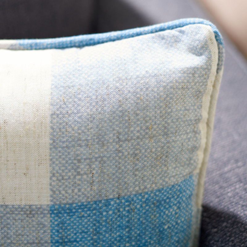 Fernla Plaid Reversible Throw Pillow, Blue/White