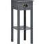 2 tables d'appoint avec tiroir, extrémité étroite grise pour le salon et la chambre à coucher. Range les magazines, les livres, les plantes et les photos en toute sécurité. Conception élégante, construction stable, mécanisme de chute. La tablette supérieure haute prévient les dommages.