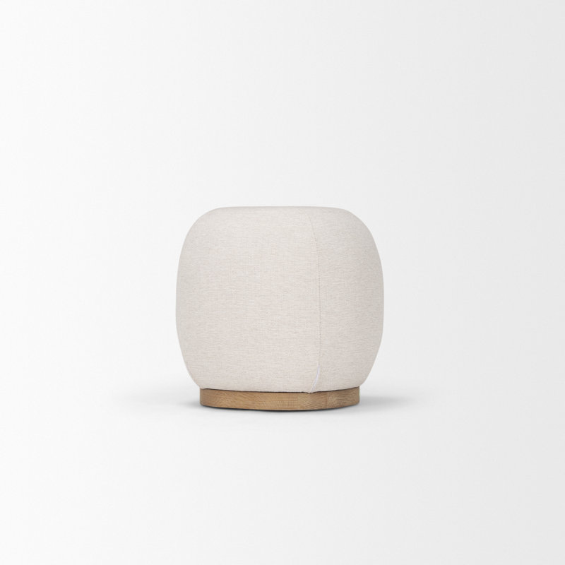 Pouf rond de 18,1 po de largeur, Crème, crème, Naturel