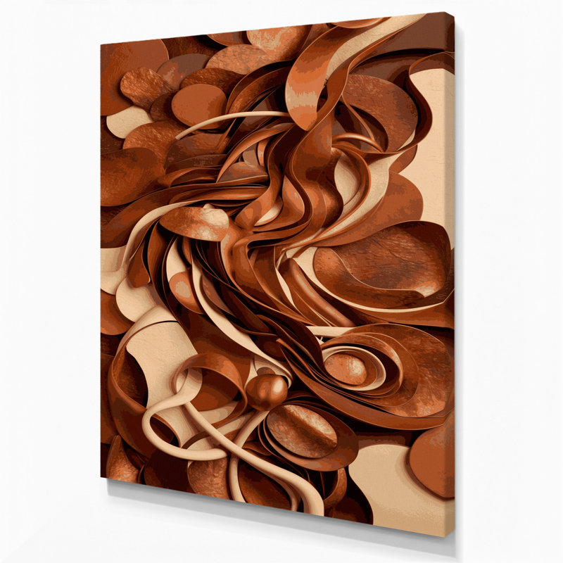 "Abstract Shapes" 52, art mural sur toile brune, H 14 po x l 11 po