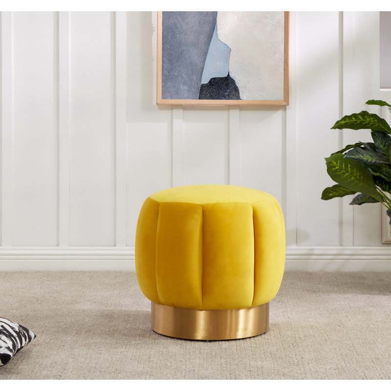 Maxine Round Ottoman, Cream Velvet