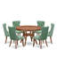 L'ensemble de salle à manger 5 pièces contient une table de salle à manger en bois et 4 chaises Parson en simili cuir vert saule avec dossier capitonné, noyer antique-56788840-56991727