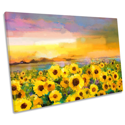 Sunflower Yellow Sunset Repro - Wrapped Canvas Print