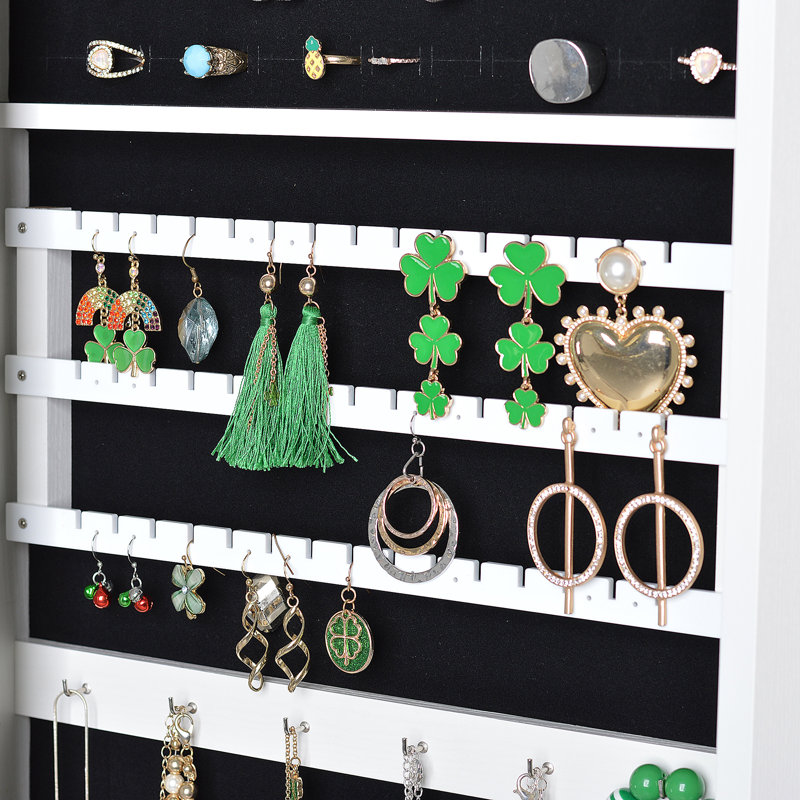 Armoire à bijoux pleine grandeur à miroir pivotant à 360 °