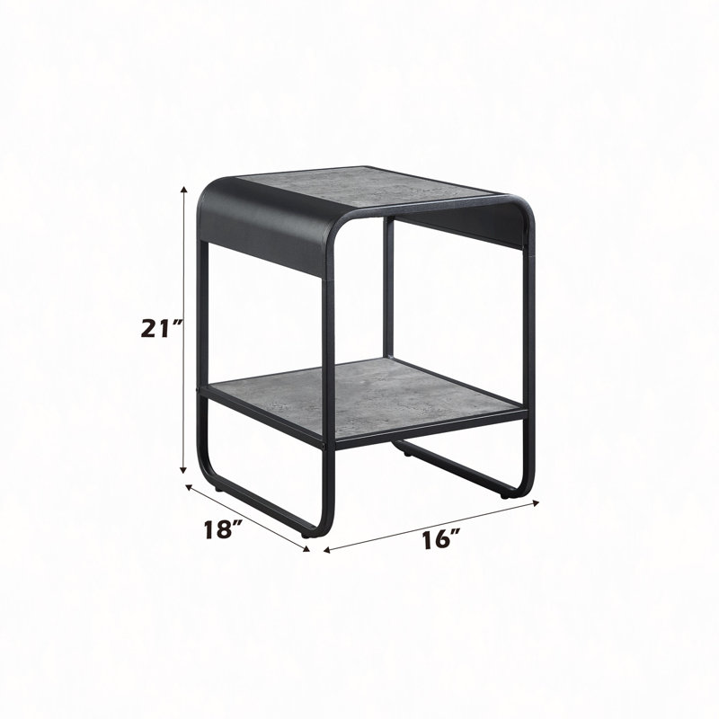 Table de bout en béton gris et noir