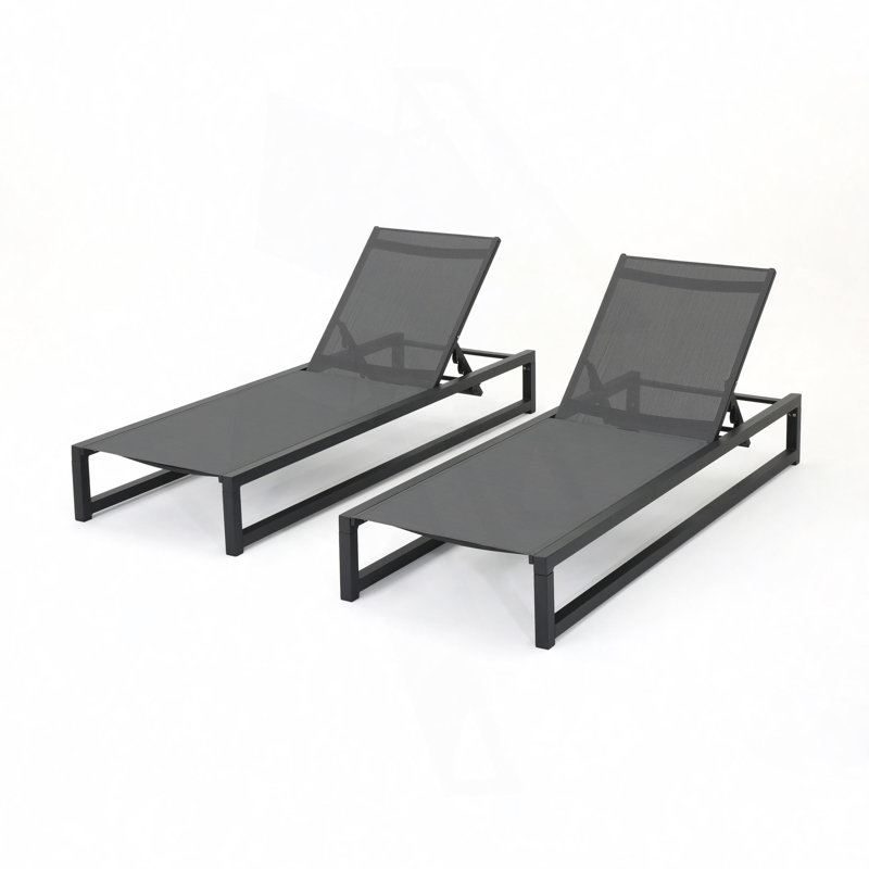 Méridienne inclinable Alliyiah, Gris foncé / Noir, 2