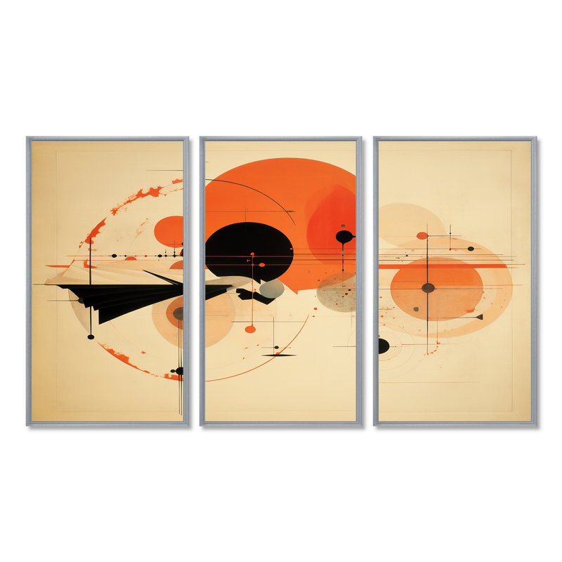 Corbet - ensemble d'art mural géométrique, Encadrement argenté, H 40 po x l 60 po x P 1 po