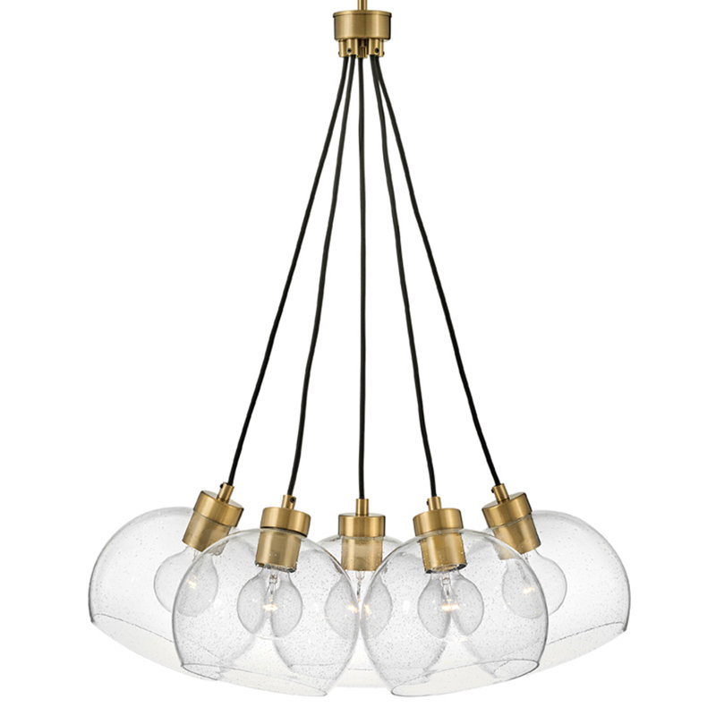 Kiyo 5-Light Clear Seeded Glass Brass Cluster Pendant