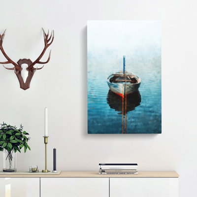 A Tethered Boat - Wrapped Canvas Painting