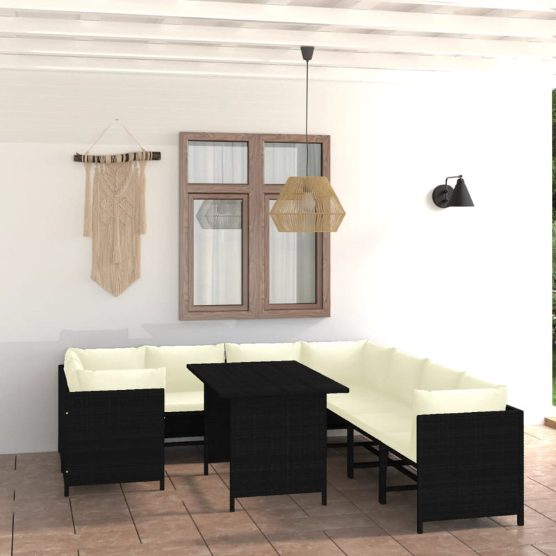 Rasmus 9 Piece with Cushions, Beige, Black