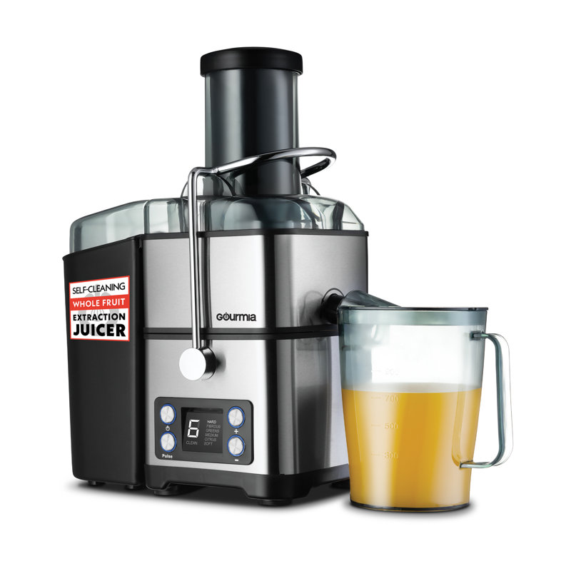 Extracteur de jus numérique à 6 vitesses Gourmia avec 6 vitesses, goulotte extra large, mode pulsé et cycle autonettoyant