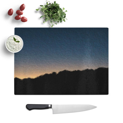 Tempered Glass Sun Hiding Behind the Mountain Chopping Board