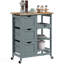 Chariot roulant pour îlot de cuisine, chariot de service de bar, chariot compact sur roulettes avec plateau en bois, tablettes et tiroirs-133412830