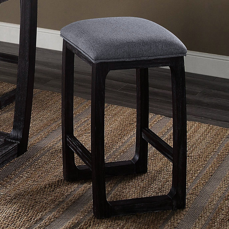 Counter Seat With Grey Pad - Rustic Bedroom Furniture Piece