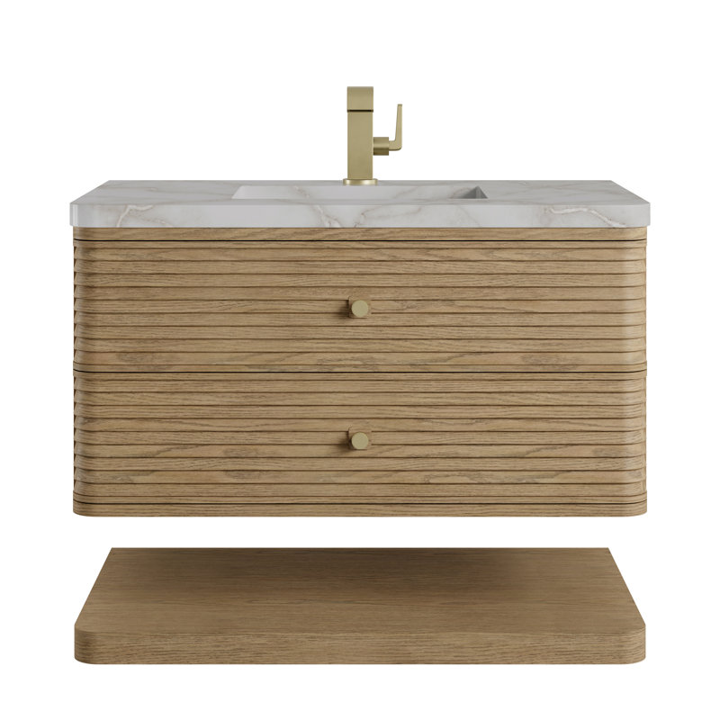 Allamari 36" W Single Vanity, Single-Hole, Victorian Silver Silestone, Dune Mist