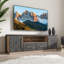 Meuble télé avec tiroirs et tablettes ouvertes Baylee, noir espresso