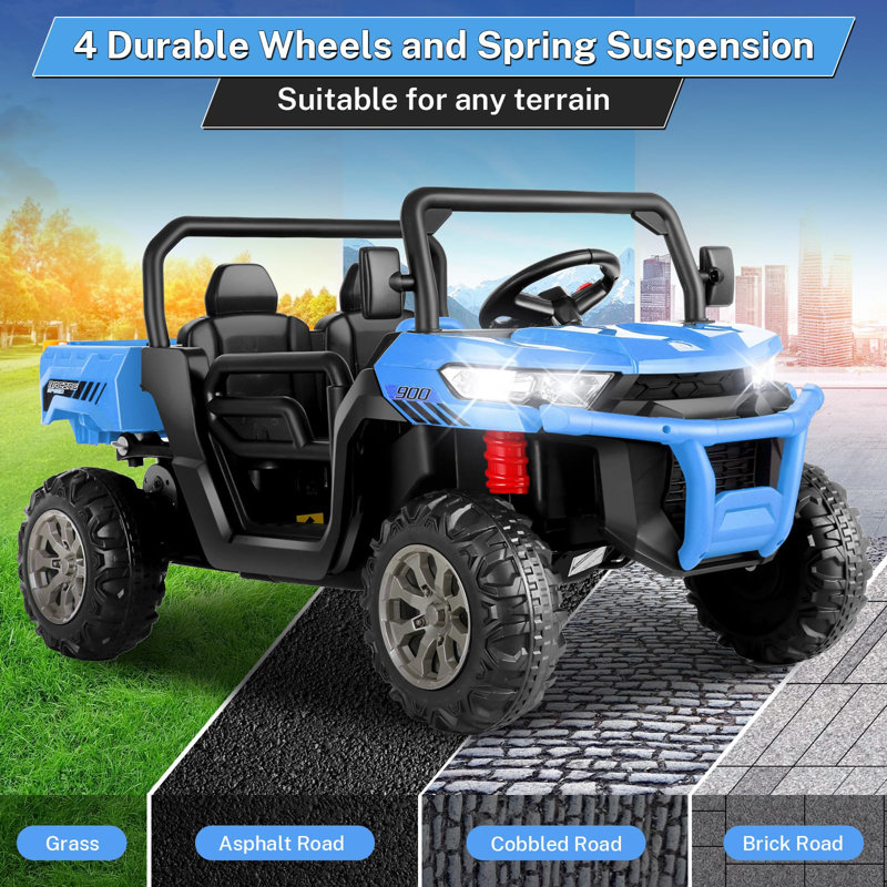 Blue 24V 6-Wheel Kids Ride-On Dump Truck with Remote Control