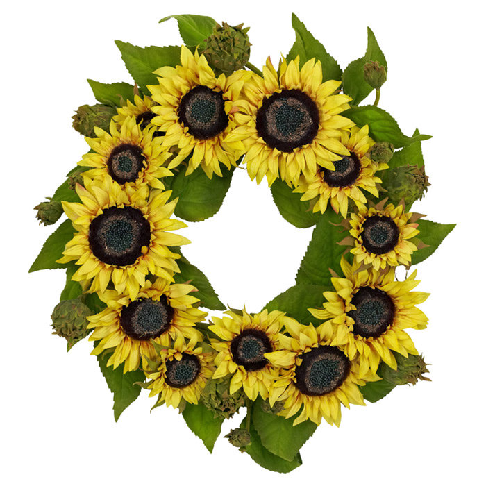 Faux Sunflower Plastic 22'' Wreath