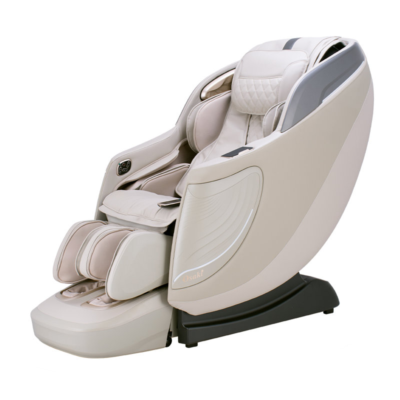 Beige Faux Leather Recliner with Massage and Metal Frame
