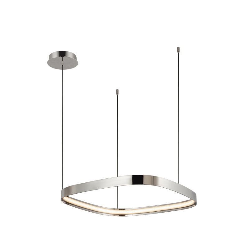 Luminaire suspendu moderne à DEL 19 po Yukon, Nickel poli, H 1,5 po x l 19,75 po x P 19,75 po