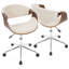 Chaise de bureau en noyer et crème