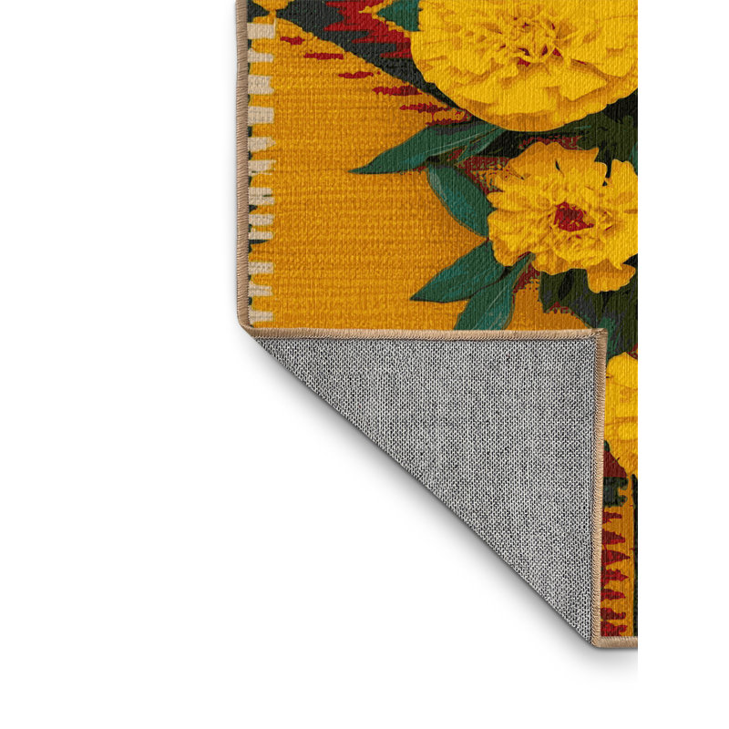  Tapis lavable de style souci du sud-ouest Marigold, Rectangulaire 7 pi x 10 pi