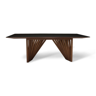 Lonard 86.5" Double Pedestal Dining Table - Lacquered Glass Top