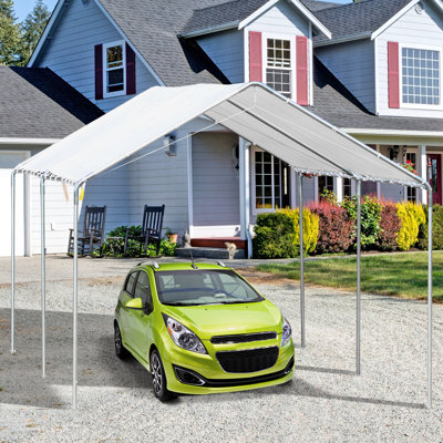 Carport 10'X20' With Ground Stakes - Strengthen Structure White Reinforced Cables Shelter