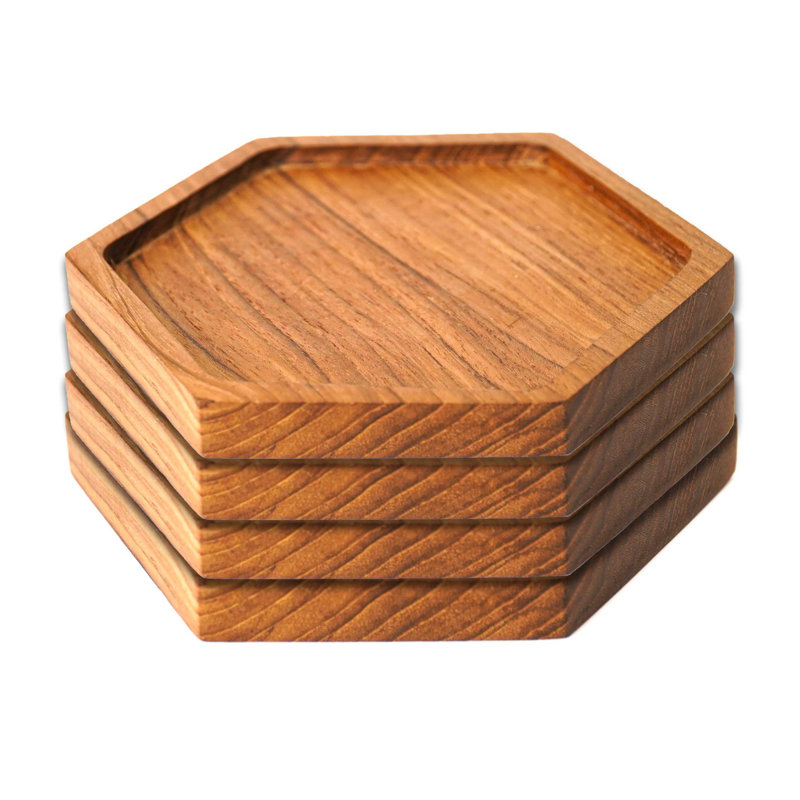 Wood 4 Piece Coaster Set