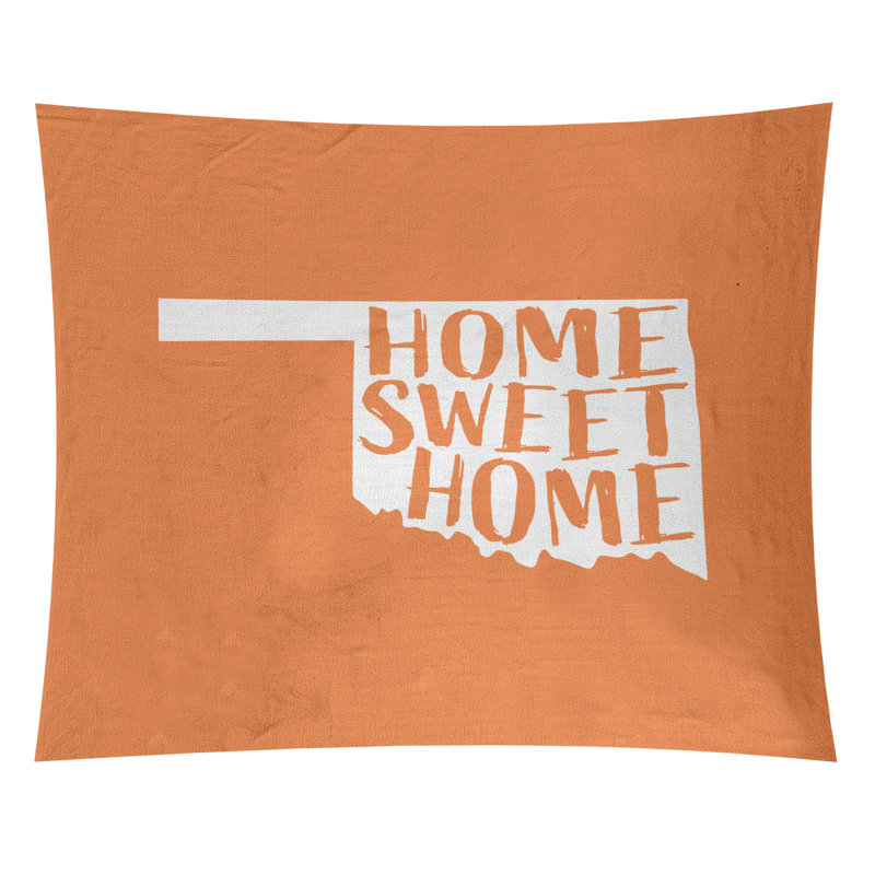 Tapisserie Home Sweet Oklahoma, H 104 po x l 88 po, Orange