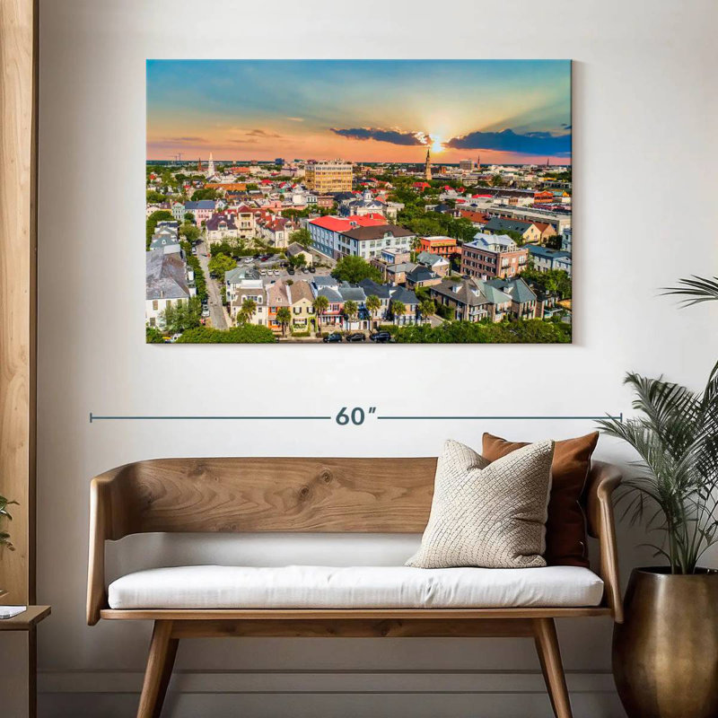 Vue aérienne du centre-ville de Nicci, Charleston, H 32 po x l 48 po