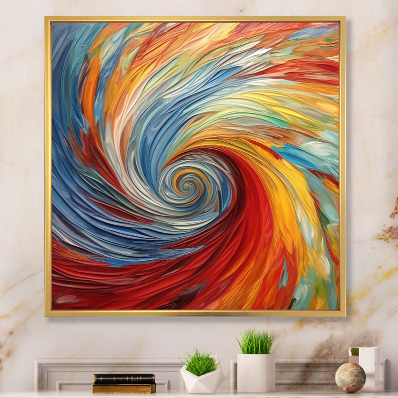 Spiral Symphony II - Abstract Spirals, reproduction d'art sur toile, H 36 po x l 36 po x P 1,5 po, Cadre flottant doré