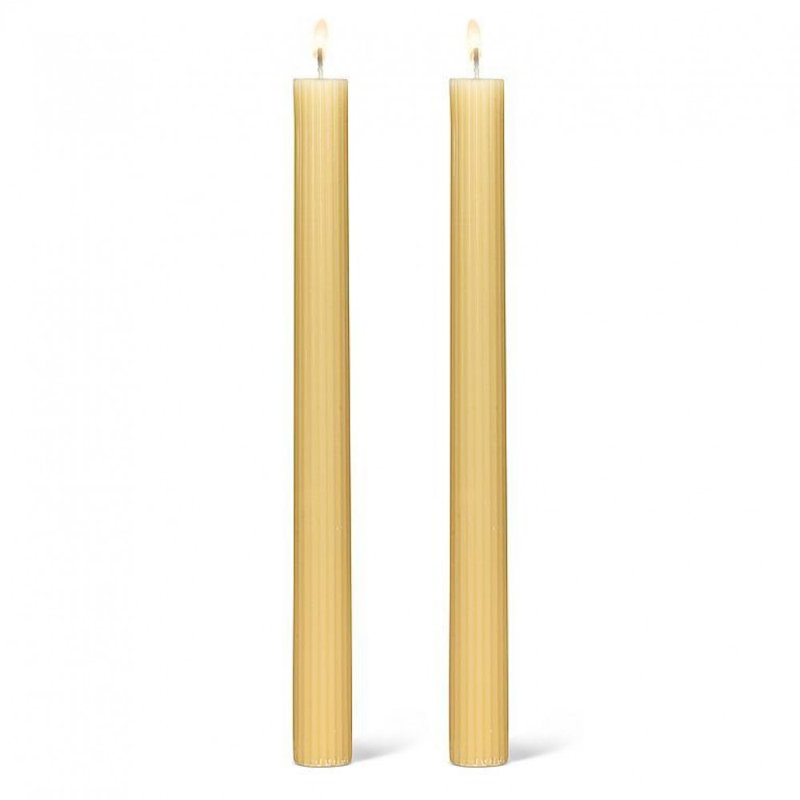 Ensemble de 2 chandelles coniques striées, Yellow