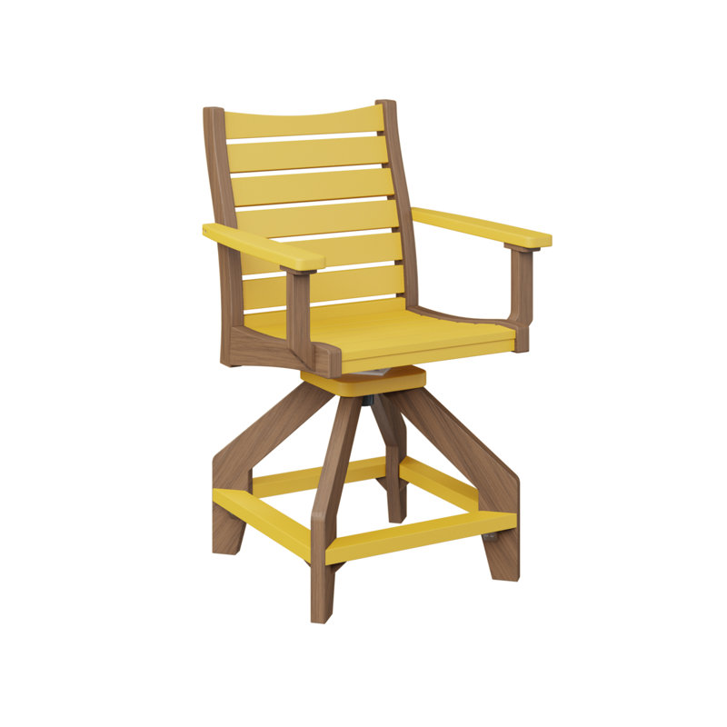 Chaise de comptoir pivotante Berlin Gardens Bristol, Acajou antique, Jaune soleil levant