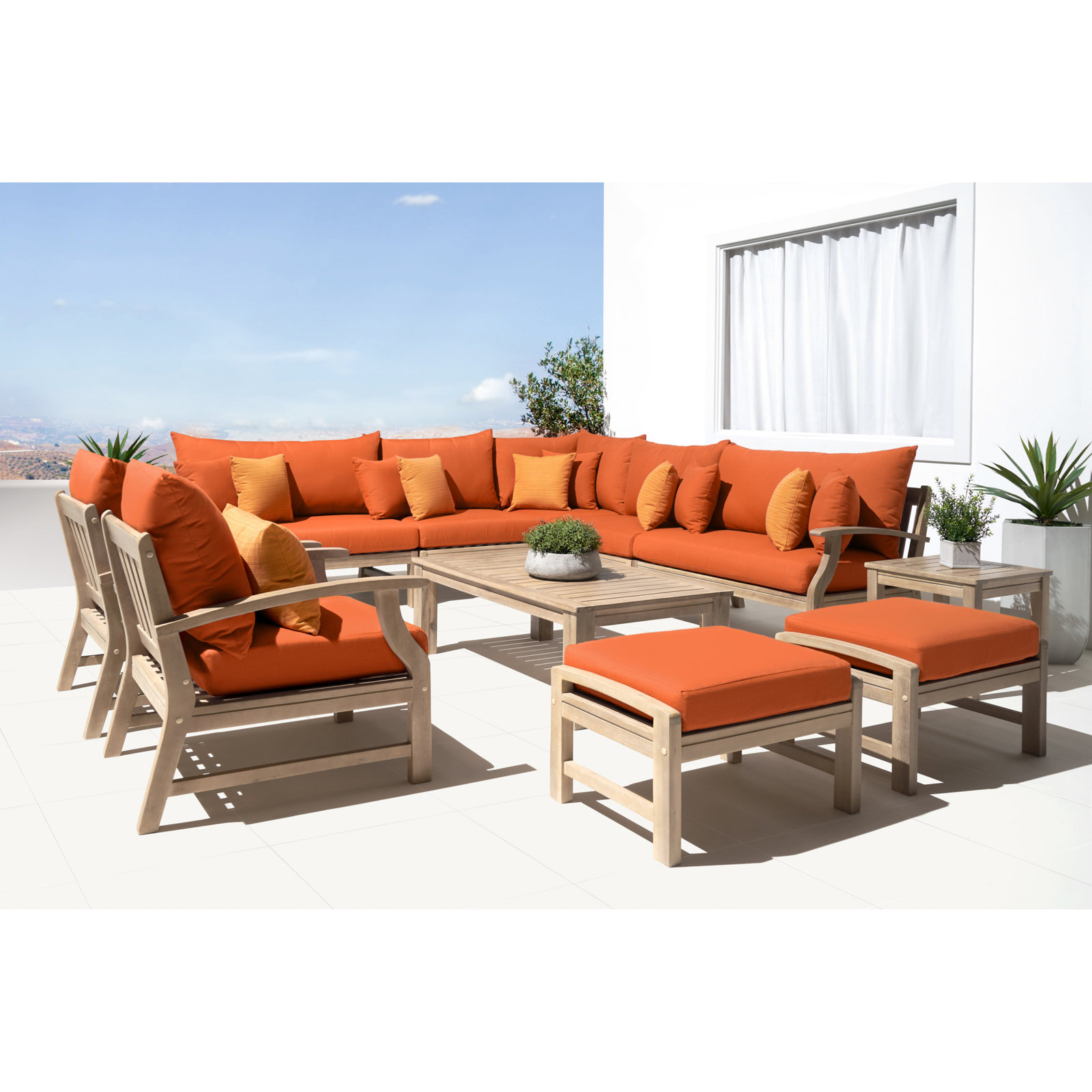 Paulet 11 Piece Seating Group with Cushions, Tikka Orange