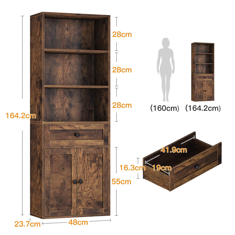 164.2cm H x 48cm W Bookcase, Brown