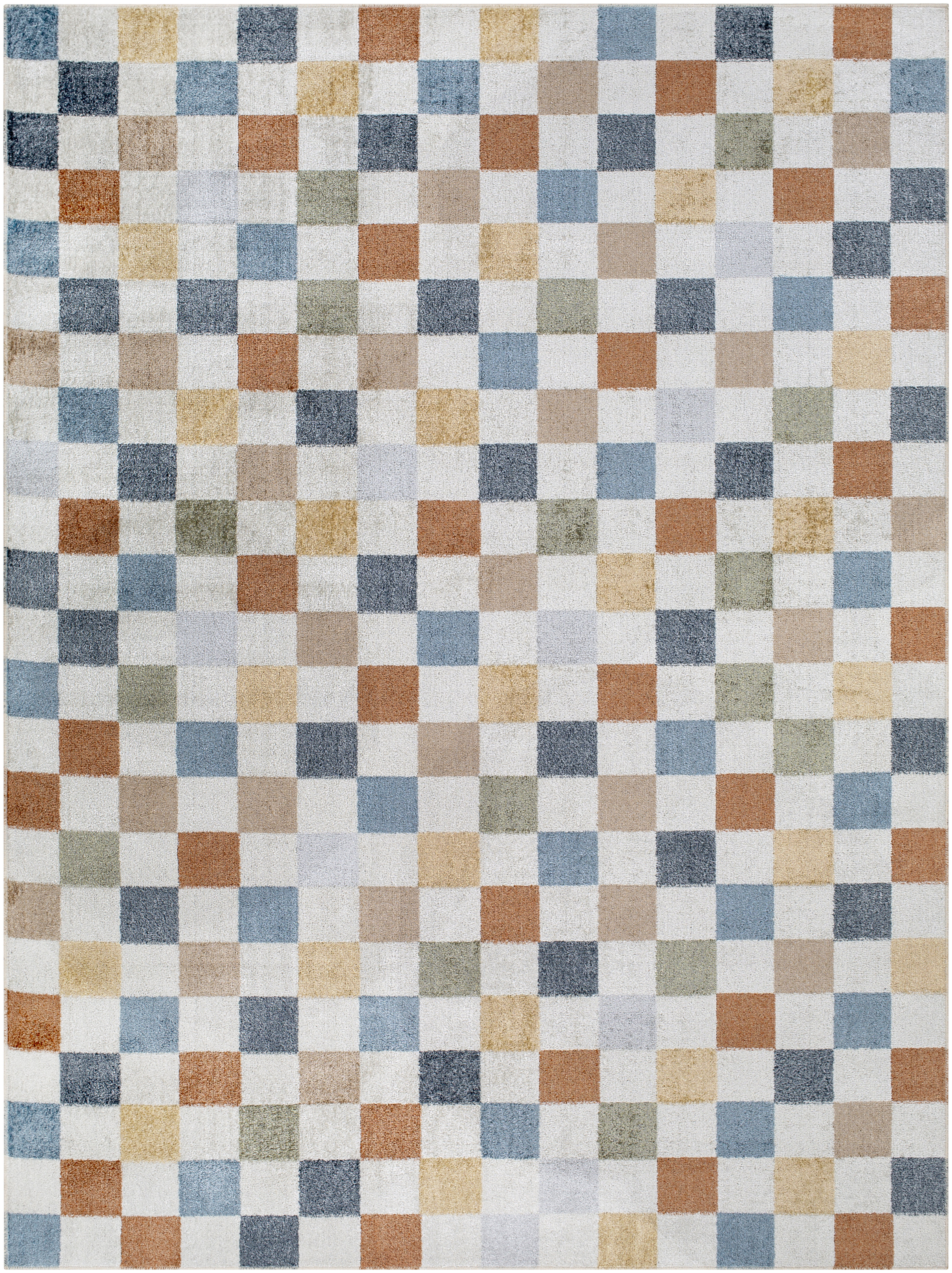 Jules Checkered Denim Area Rug