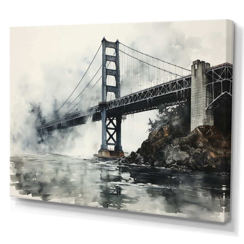 «Gray Bridge Urban Suspension IV», reproduction sur toile, H 12 po x l 20 po x P 1 po, Toile tendue