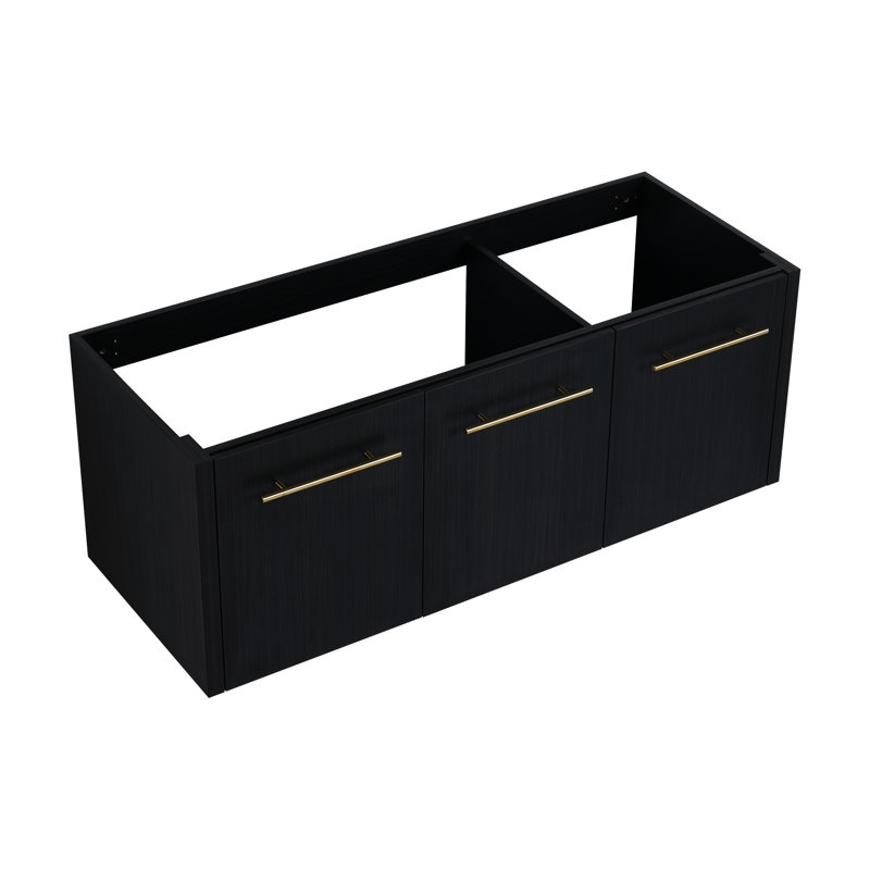 Meuble-lavabo pour salle de bain Bvb09148bct - 48 po, châtaignier noir, avec intérieur spacieux et charnières, armoire murale en châtaignier, portes d'apparence moderne, rangement généreux