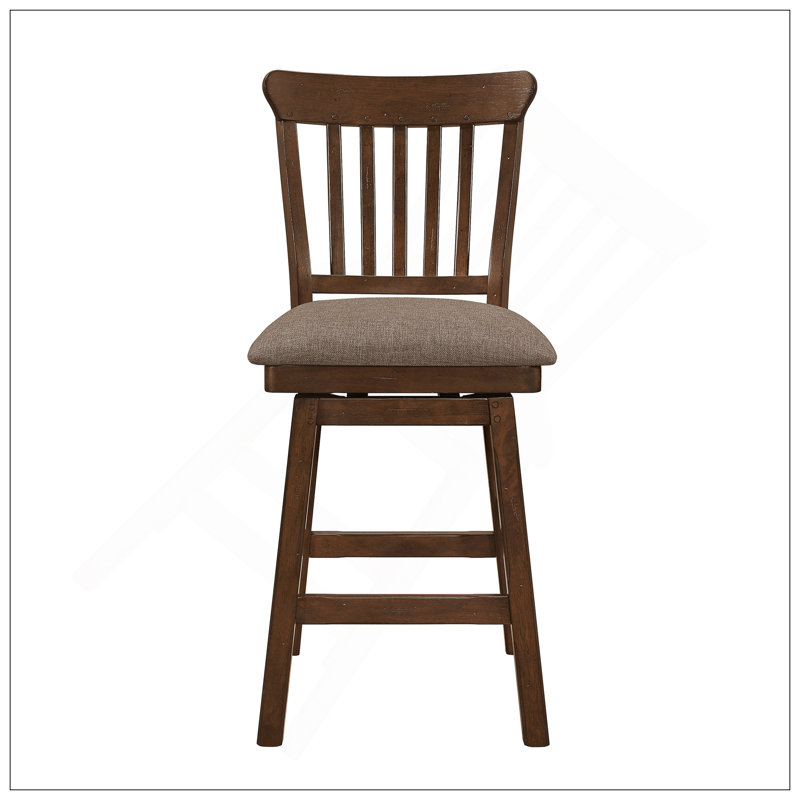 Ensemble de 2 chaises pivotantes à hauteur de comptoir brun foncé