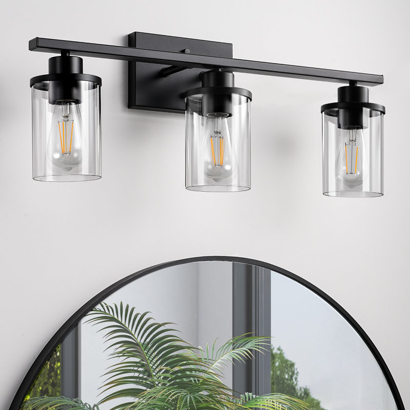 Beaudette 24" 3-Light Dimmable Vanity Light, Matte Black, 3 Lights