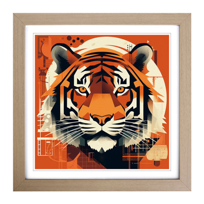 Tiger Constructivism - Single Picture Frame Print on Wood