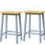 Îlot de cuisine gris-bleu avec 3 tiroirs, abattant et une station de charge intégrée, le long de 2 tabourets de bar de 53 po à 5 roulettes, portes de grange, livré-146654232-146654436