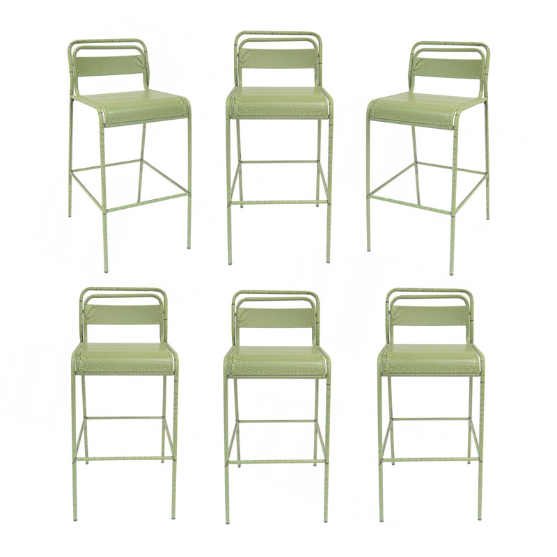 Charmant ensemble de tabourets d'extérieur en fer pour patio élégant et espace barbecue (ensemble de 6), Vert