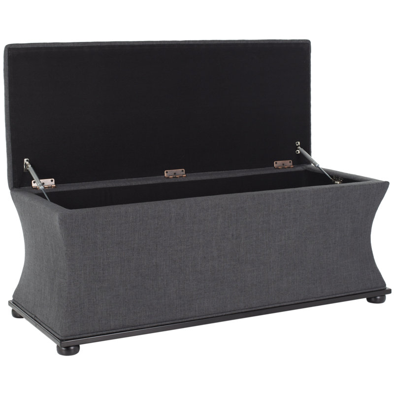 Maiden Linen Blend Upholstered Storage Bench, Gray