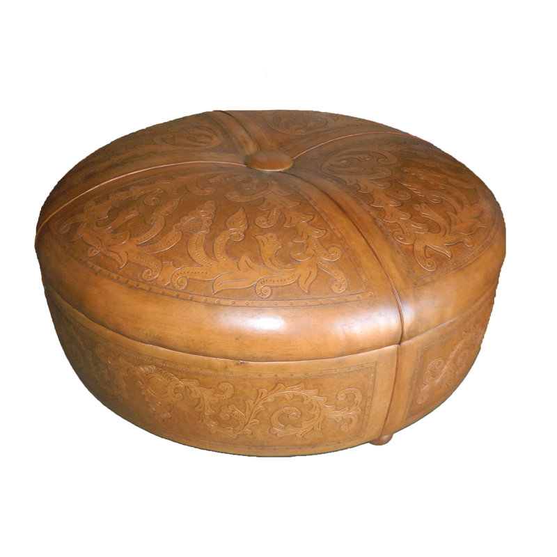 Navarette Leather Ottoman, Rustic Genuine Leather
